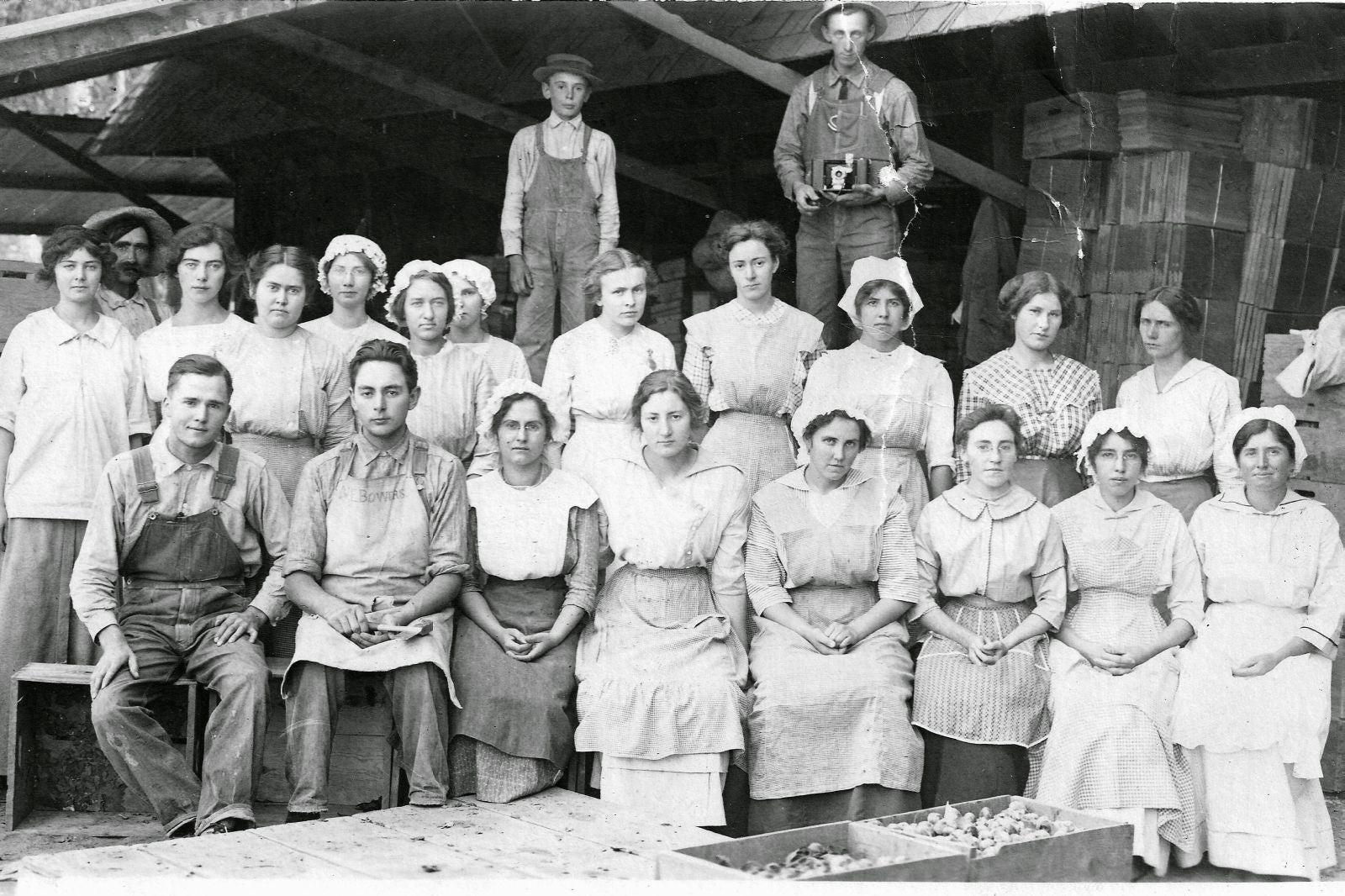 State St. prune packing shed workers pose for the camera