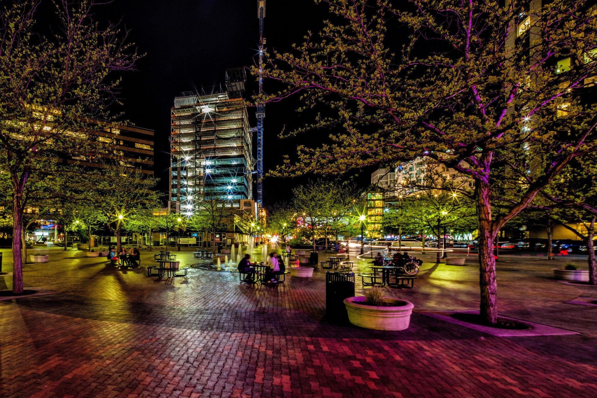 Boise Grove Plaza at Night